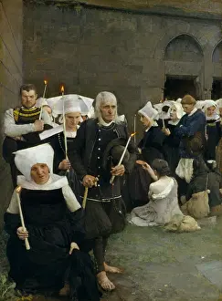 Caps Prints: THE PARDON IN BRITTANY, by Pascal Dagnan-Bouveret 1886, French painting, oil on canvas