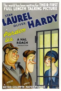 Hardy Prints: PARDON US, poster art, from left: Oliver Hardy, Stan Laurel [Laurel and Hardy], 1931