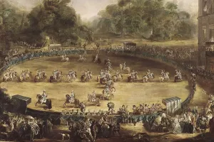 PARET y ALCAZAR, Luis (1746-1798). The Royal Parade. ca. 1773. Detail of the equestrian parade held at Aranjuez during the spring of 1773. Baroque art. Oil on canvas. SPAIN