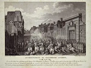 Social Movement Prints: Paris (April 24th1789). The cavalry charges against the workers of the paper factory Rveillon in Faubourg Saint Antoine