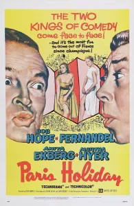 Hope Prints: PARIS HOLIDAY, US poster art, from left: Bob Hope