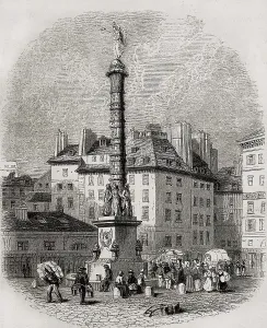 Activities Prints: Paris. Water sellers ijn front the fountain of Place Chatelet