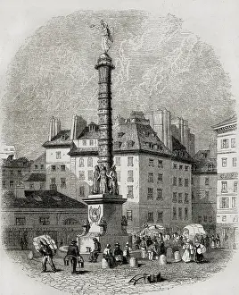 Activities Prints: Paris. Water sellers ijn front the fountain of Place Chatelet
