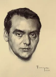 Garcia Lorca Prints: PARRAGA, Ciriaco (1902-1972). Portrait of Federico Garca Lorca