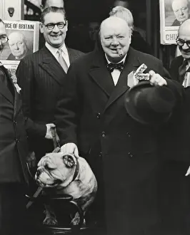 Lcgr1501 Prints: Party Leader Winston Churchill making a speech outside the Conservative Club