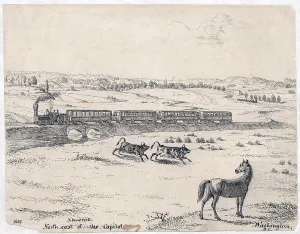 September Prints: A passenger train crossing Tiber Creek, northeast of Washington, DC. 1839