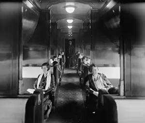 Vintage Prints: Passengers and an African American Porter in Pullman Car on the Southern Railway in the 1920s