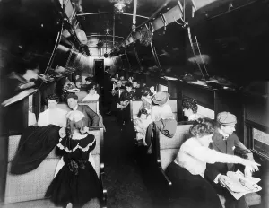 Sightseeing Prints: Passengers in an American Pullman railroad car in 1905