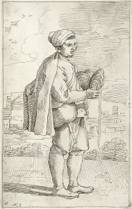 Annibale Prints: A pasta vendor, by Annibale Carracci, circa late 1500s, printed in 1646