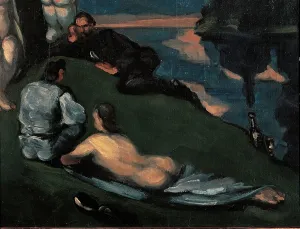 Pastoral, by Paul Czanne, 1870 about, 19th Century, oil on canvas, cm 65 x 81 - France, Ile de France, Paris, Muse dOrsay. Detail