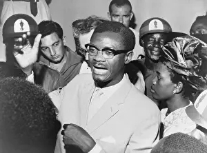 Assassination Prints: Patrice Lumumba (1925-1961) speaking with supporters in his effort to regain office as Prime Minister on October 15