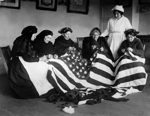 Sewing Prints: Patriotic elderly immigrant women making a flag during World War I