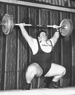 Anderson Prints: Paul Anderson lifts 320 pounds during the 1955 weightlifting World Championships at Munich