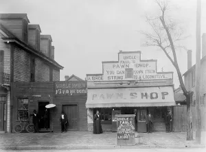 Awning Prints: Pawn shop, Uncle Paul's pawn shop, Augusta, Georgia, photograph, 1899