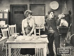 2010 Prints: THE PAWNSHOP, l-r: Edna Purviance, Charlie Chaplin on lobbycard, 1916