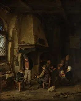 Bread Prints: Peasants in an Interior, by Adriaen van Ostade, 1661, Dutch painting, oil on copper