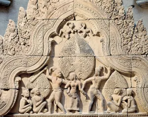 Apsara Prints: Pediment. c. 967. Belonging to the temple of Banteay Srei