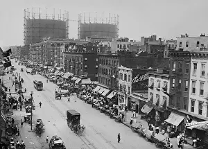 Street Prints: People gathered on right side of the street during an Italian fiesta on NYC's First Avenue
