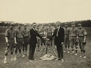 Players Prints: People's Drug Store baseball team standing pose with their trophy