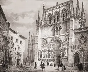 PEREZ VILLAAMIL, Jenaro (1807-1854). Espana artistica y monumental. 1842 - 1850. The Coroneria Door in the north wall of the transept of the Burgos Cathedral, 12th century