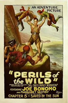 Classical Literature Prints: PERILS OF THE WILD, center, holding two men up in the air: Joe Bonomo