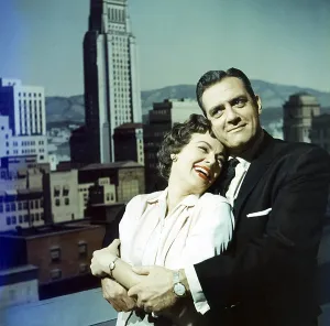Hale Prints: PERRY MASON, from left: Barbara Hale, Raymond Burr, 1957-1966