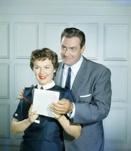 Hale Prints: PERRY MASON, from left: Barbara Hale, Raymond Burr, (circa 1950s), 1957-66
