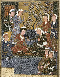 Courtier Prints: Persian Manuscript, 1650. Court of a Safavid dynasty prince