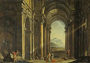 Colonnade Prints: Perspective of a porch with mythological scene