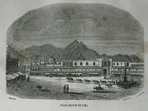 Transportations Prints: Peru. Lima. Main Square in 1850