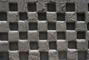 Foreground Prints: PERU. Trujillo. Chan Chan. Detail of the adobe wall decorated with a geometrical motif