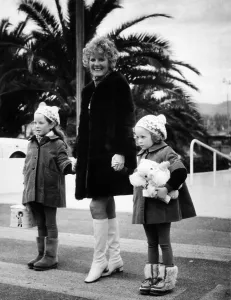 Singer Prints: Petula Clark with her children at the French Riviera