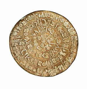 Phaistos Disc. s.XV BC. GREECE. Phaistos. A side. Minoan art / Cretan art. GREECE. Iraklion. Archaeological Museum. - Iberfoto/Everett Collection (589206)**US SALES ONLY**