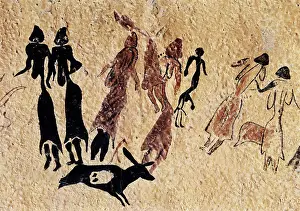 Prehistoric Prints: Phallic dance. Mesolithic art. Cave