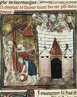 Blockade Prints: Philip II Augustus od France takes Chteau de Chinon from the House of Plantagenet in 1205