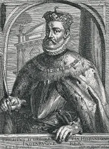 Woodcuts Prints: PHILIP II of Spain (1527-1598)