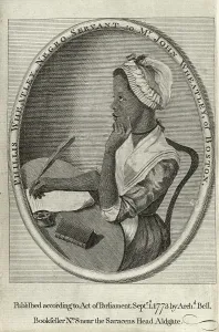 1700s Prints: Phillis Wheatley (1753-1784) portrait on the frontispiece of her 1773 book