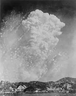 Mushroom Cloud Prints: Photo of Hiroshima bomb explosion from a photo taken in Kure