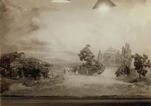 Folk Art Prints: Photograph of an exhibit model and landscape