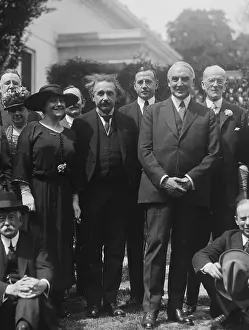 Physics Prints: Physicist Albert Einstein at the White House next to President Warren Harding