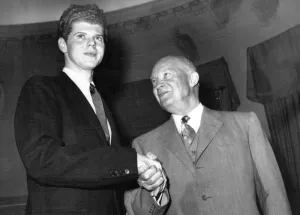 Pianist Prints: Pianist Van Cliburn visits President Dwight Eisenhower at the White House