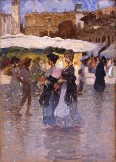 Shawl Prints: Piazza Erbe, by Angelo Dall'Oca Bianca