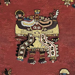 Pre Columbian Prints: Piece of a Paracas fabric. Paracas culture