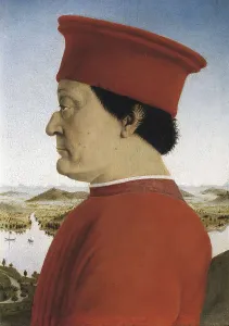 PIERO DELLA FRANCESCA (1416-1492). The Duke and Duches of Urbino. 1465-1466. Portrait of Federico da Montefeltro. Renaissance art. Quattrocento. Oil on canvas. ITALY. Florence