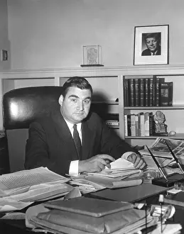 Public Relations Prints: Pierre Salinger, President Kennedy's Press Secretary in his White House office