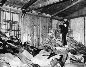 Concentration Camp Prints: Piles of clothes and shoes belonging to prisoners at a concentration camp near Natzviller