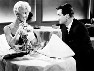 Restaurant Prints: PILLOW TALK, from left, Doris Day, Rock Hudson, 1959