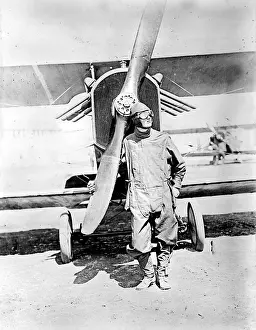 Propeller Prints: Pilot standing in front of U.S. Army airplane during World War I, circa 1918