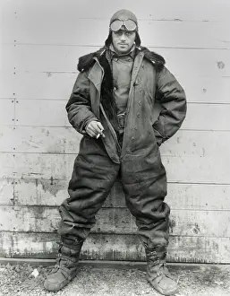 Flight Suit Prints: Pilot William C. Hopson, U.S. Air Mail Service in winter flying clothing