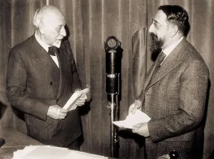 Media Prints: PIRANDELLO, Luigi (1867-1936). Luigi Pirandello (left) at the radio (1936)